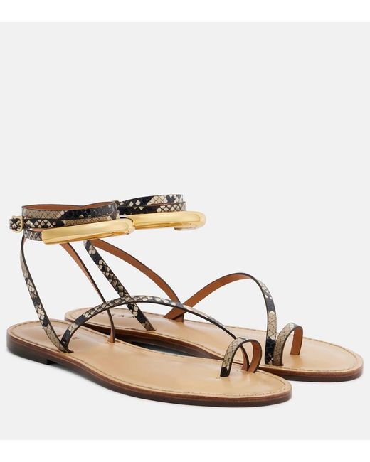 Amanu Metallic Kalahari Snake-Effect Leather Sandals
