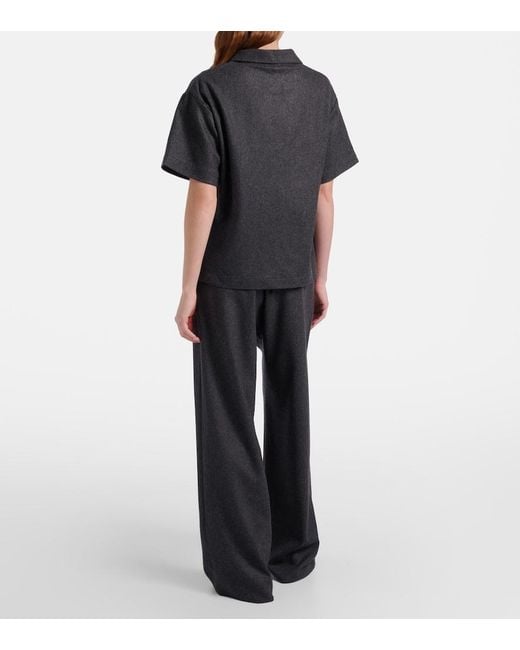 Asceno Blue Austin Wool And Cashmere Wide-Leg Pants