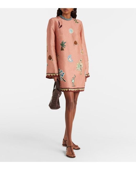 ALÉMAIS Pink X Lrnce Laurence Linen And Silk Minidress