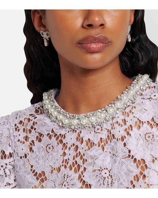 Self-Portrait White Micro Bow Embellished Earrings