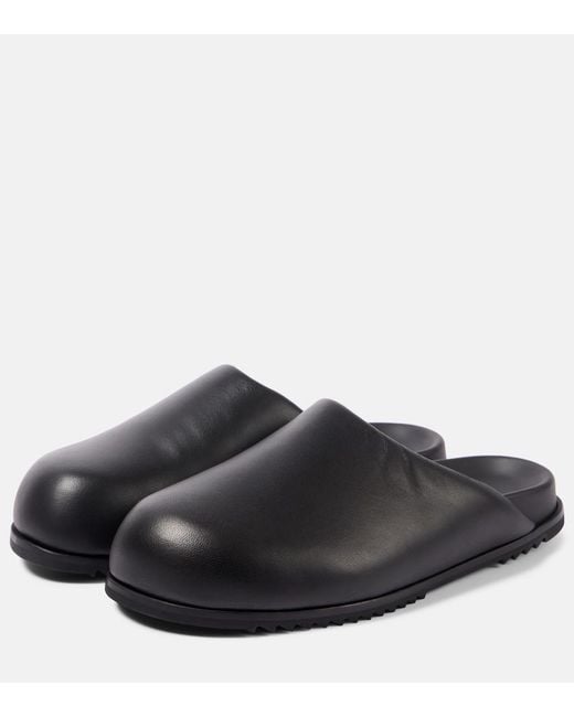 Rick Owens Gray Granola Leather Mules