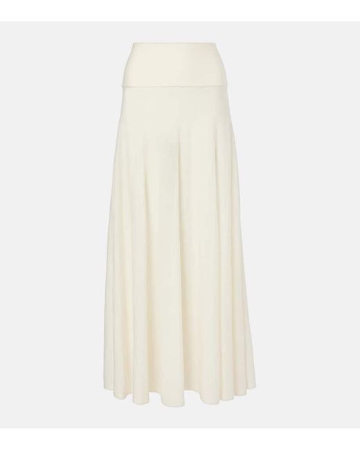 Alaïa White Low-Rise Virgin Wool Maxi Skirt