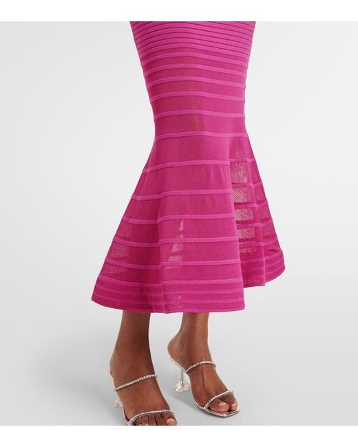 Jonathan Simkhai Pink Vallarie Ribbed-Knit Sheer Midi Dress