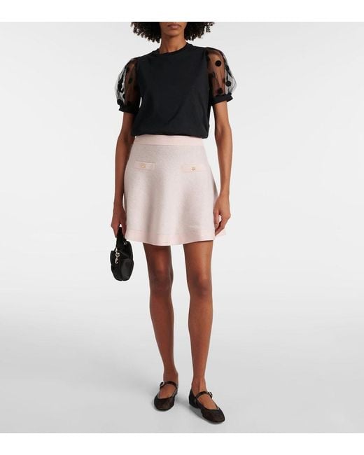 Nina Ricci Black Polka Dot Tulle And Jersey T-Shirt