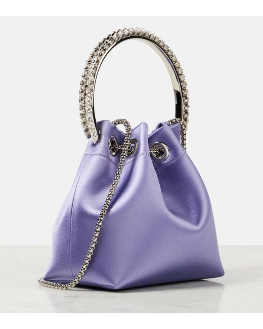 Bolso saco Bon Bon Small de saten adornado Jimmy Choo de color Purple