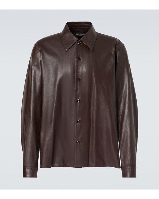 Our Legacy Brown Welding Leather Overshirt for men