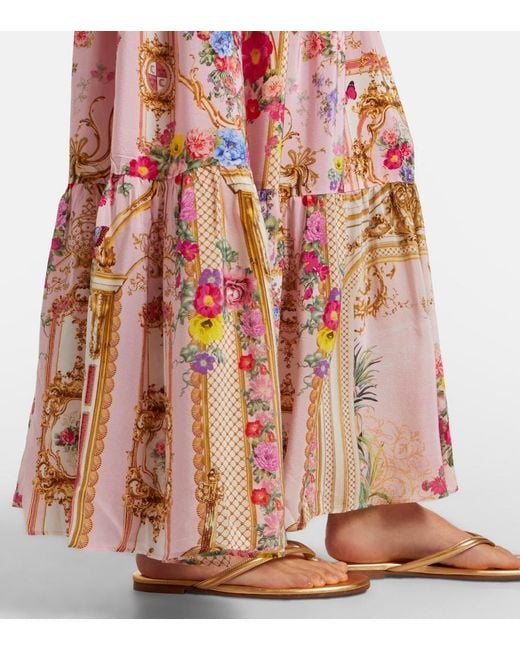 Camilla Red Floral Silk Maxi Dress