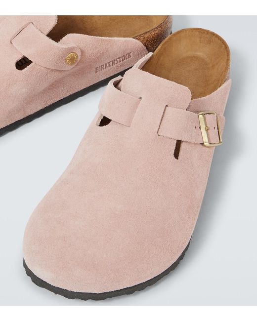 Birkenstock Pink Boston Leve Suede Clogs for men