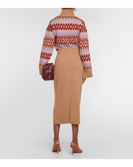 Jardin Des Orangers Brown Cashmere And Wool Midi Skirt