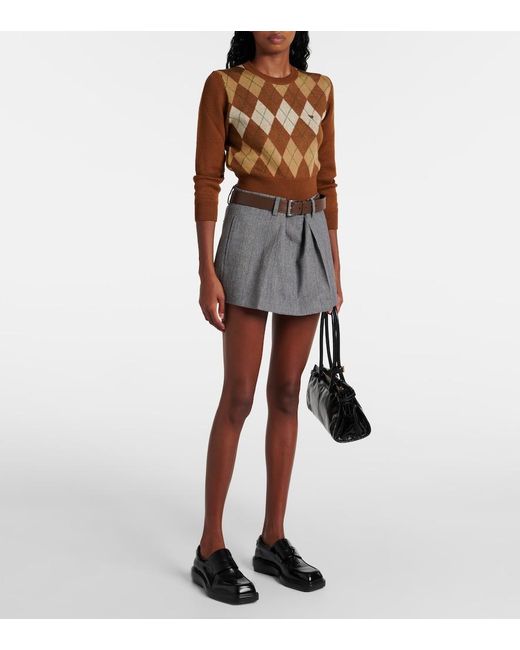 Prada Brown Pullover Mit Argyle-Strickmuster