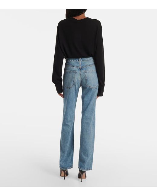 Nili Lotan Blue Welder Mid-Rise Straight Jeans