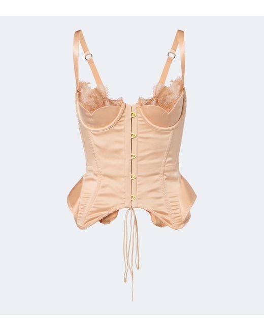 Maria Lucia Hohan White Larya Lace-Trimmed Silk-Blend Corset