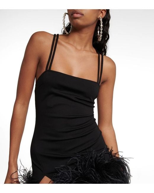 The Attico Black Fujiko Feather-Trimmed Minidress