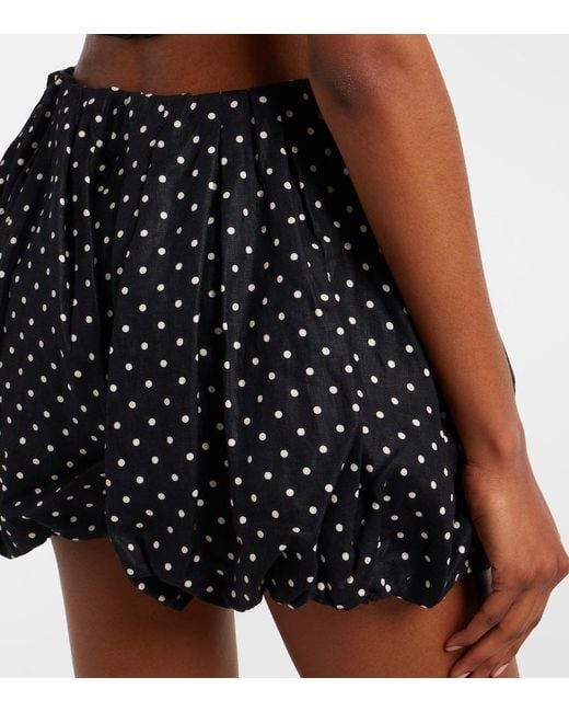 Faithfull The Brand Black Lucia Polka-Dot Linen Shorts