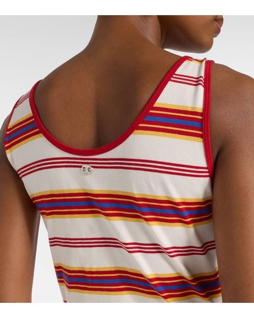 Rabanne Red Striped Cotton-Blend Jersey Maxi Dress