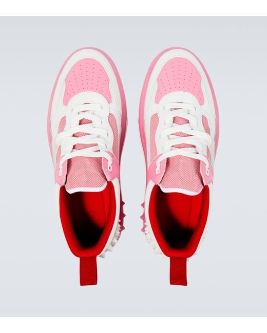 Christian Louboutin Pink Astroloubi Leather-trimmed Sneakers for men