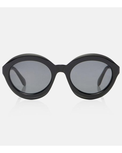 Alaïa Brown Lettering Logo Round Sunglasses