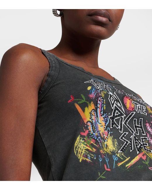 Tank Top De Jersey De Algodon Estampado Alessandra Rich de color Gray