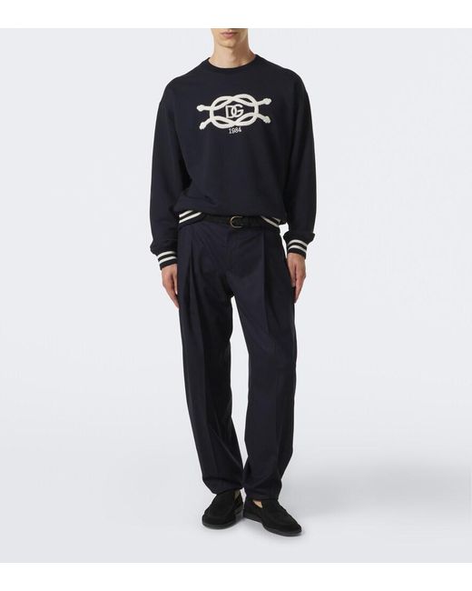 Dolce & Gabbana Black Logo Embroidered Sweatshirt for men