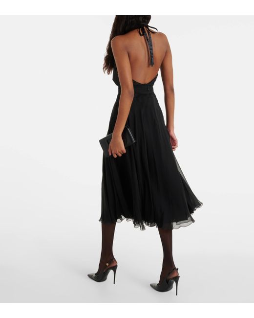 Dolce & Gabbana Black Chiffon Midi Skirt