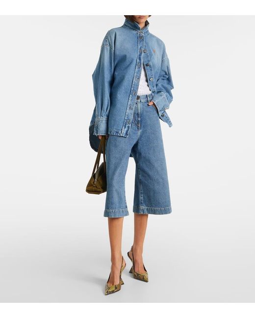 The Attico Blue Bermuda-Shorts Aus Denim