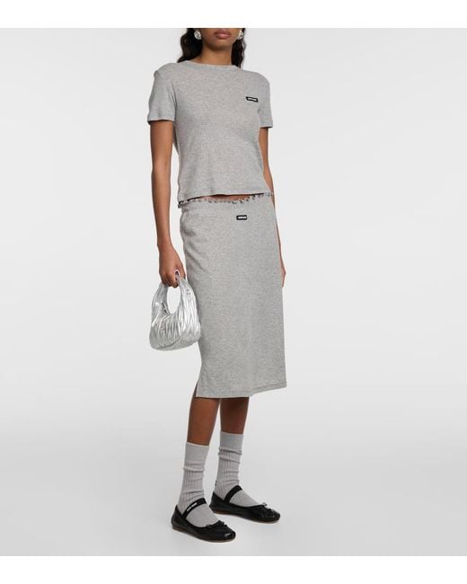 Miu Miu Gray Cotton Jersey T-Shirt