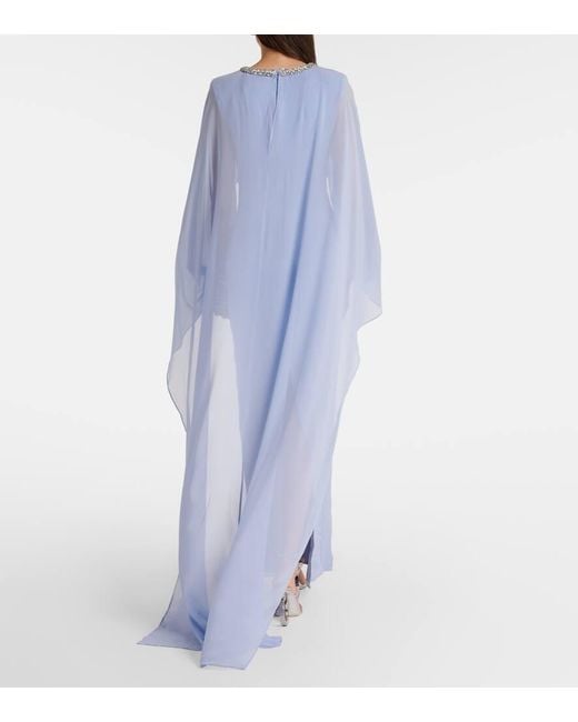 Roland Mouret Blue Verzierte Robe Aus Seidenchiffon