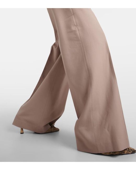 Pantalones anchos de tiro medio Acne de color Natural
