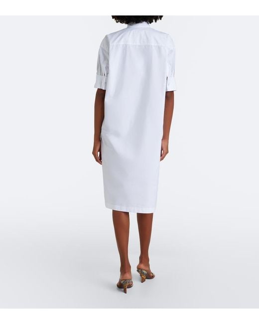 Dries Van Noten White Embroidered Cotton Poplin Midi Dress