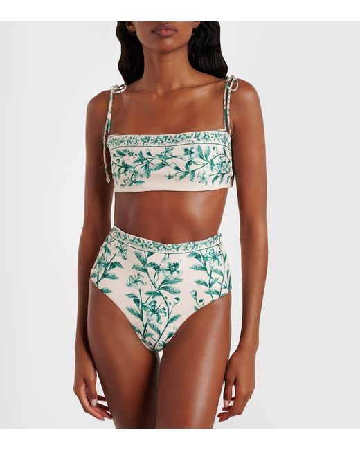 Top Bikini Primavera Con Stampa Floreale di Agua Bendita in Blue