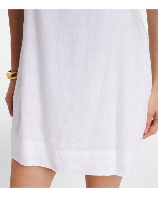 Velvet White Pilar Linen Minidress