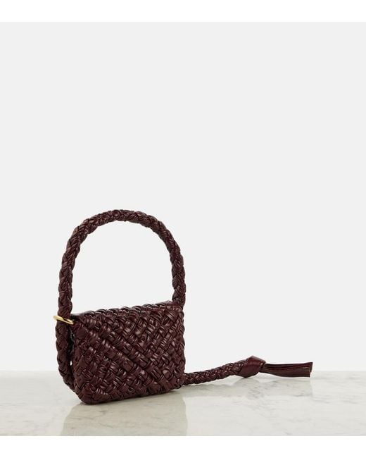 Bottega Veneta Brown Kalimero Citta Small Leather Shoulder Bag