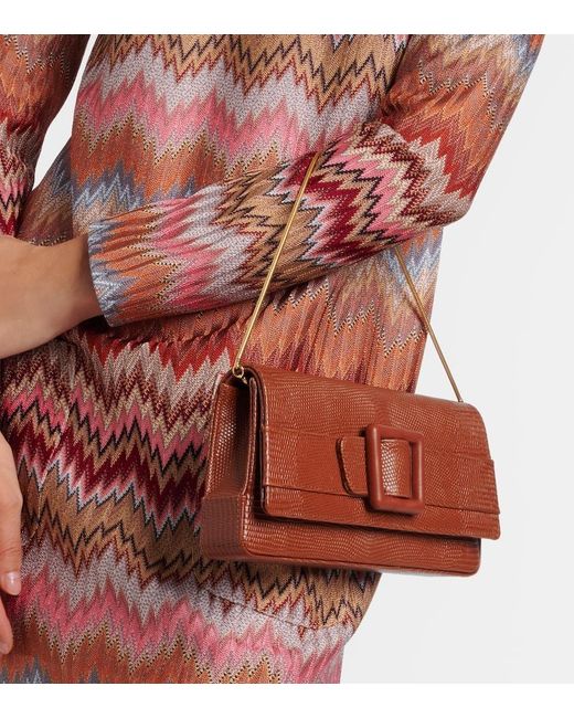 Manolo Blahnik Brown Maygot Snake-Effect Leather Clutch