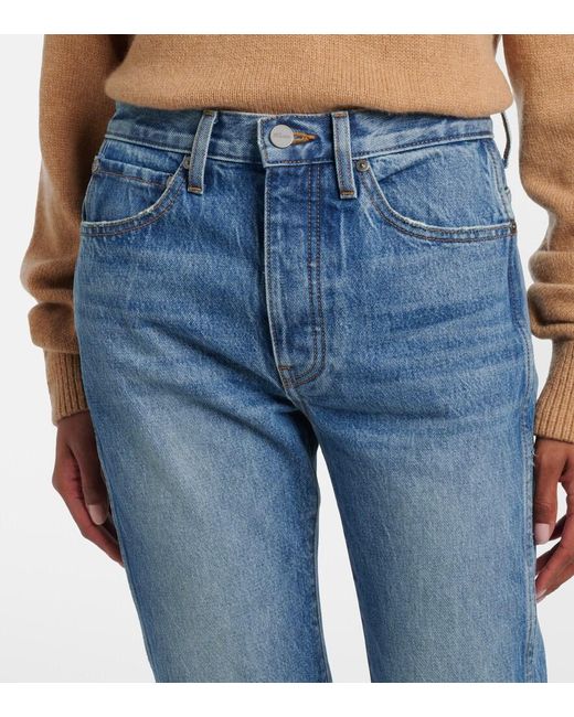 Khaite Blue Finley Cropped Straight Jeans