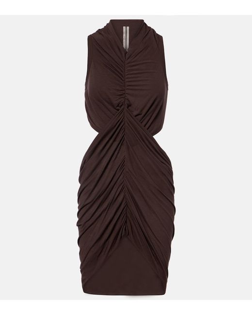 Rick Owens Purple Sunpeel Cutout Gathered Minidress