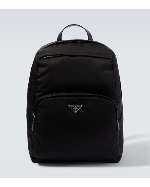 Prada Black Re-Nylon Logo Backpack for men