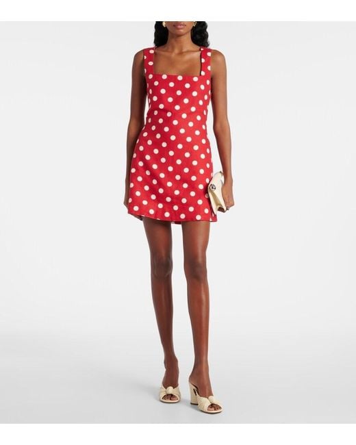 Posse Red Alice Polka-Dot Linen Minidress