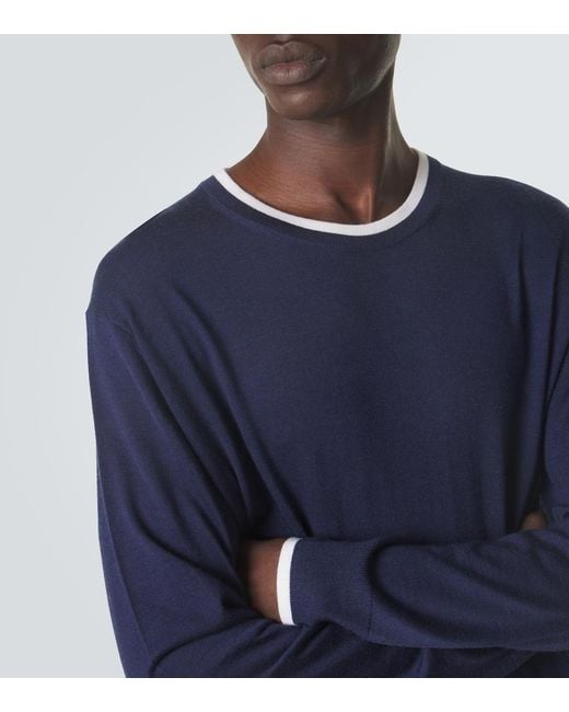 Vilebrequin Blue Cashmere, Wool And Silk Sweater for men