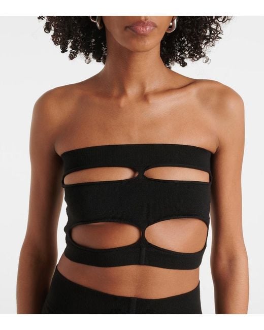 Rick Owens Black Cutout Strapless Wool Top