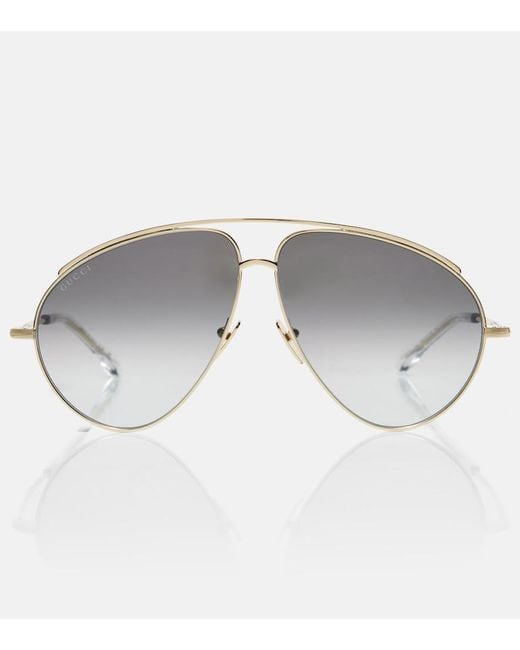 Gucci Gray Logo Aviator Sunglasses