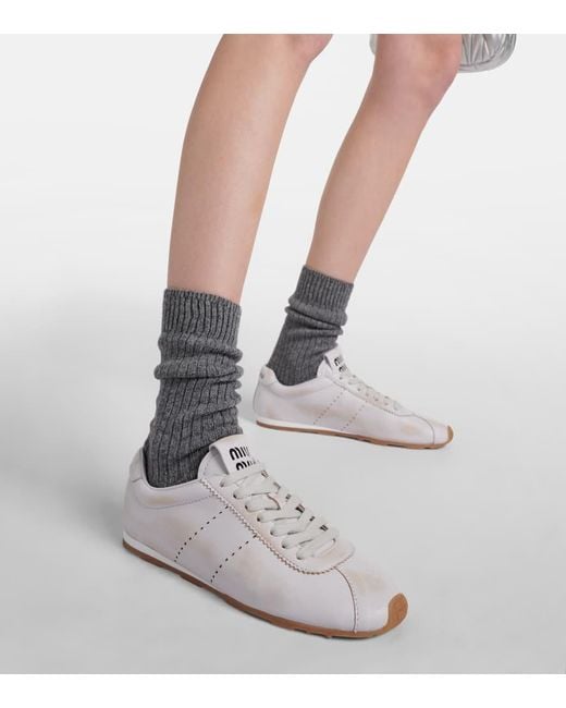 Zapatillas De Piel Miu Miu de color White