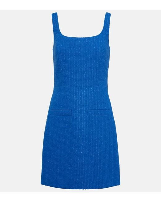 Vestido corto Sabra de tweed de algodon Veronica Beard de color Blue
