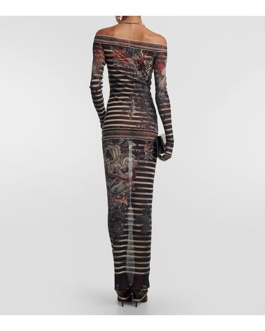 Jean Paul Gaultier Gray Kleid mit Print