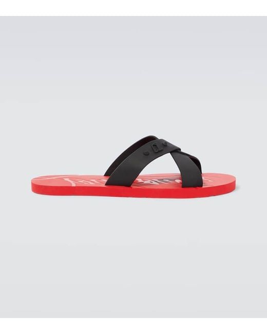 即対応【Christian Louboutin】Loubi Cross ミュール - ラバー Loubi Cross - ミュール - ラバー - ブラック - メンズ