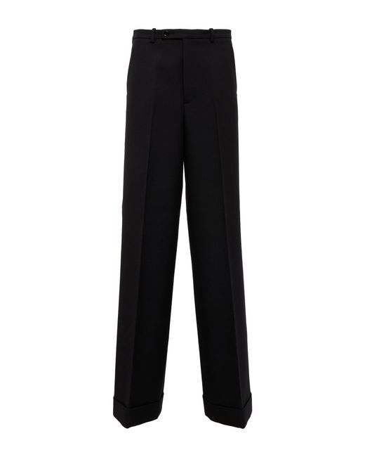 Gucci Wide-leg Wool Pants in Black | Lyst