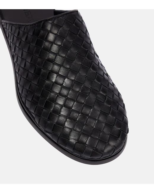 Bottega Veneta Black Intrecciato Leather Slippers