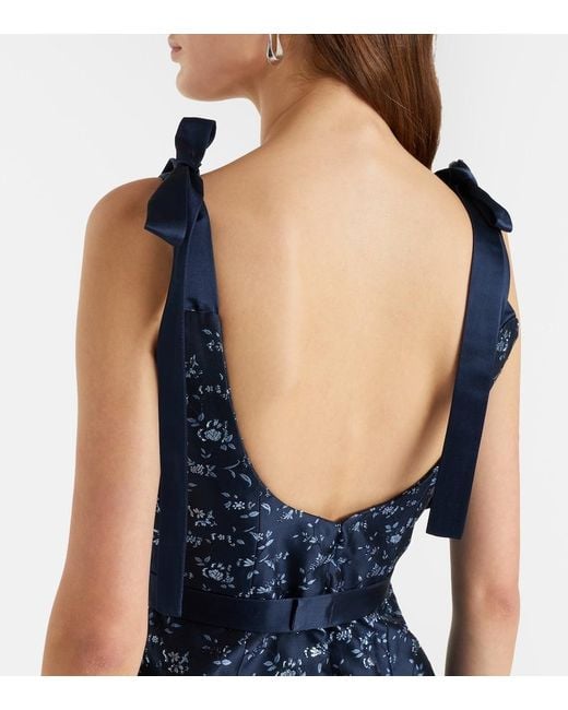 Markarian Blue Acacia Floral Brocade Corset Dress