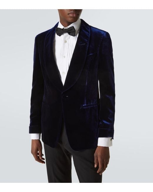 Tom Ford Blue Shelton Velvet Blazer for men