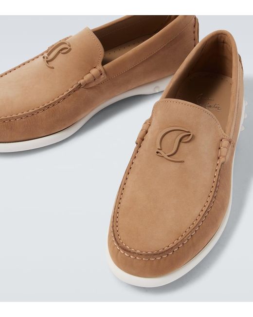 Christian Louboutin White Moonboat Leather Boat Shoes for men