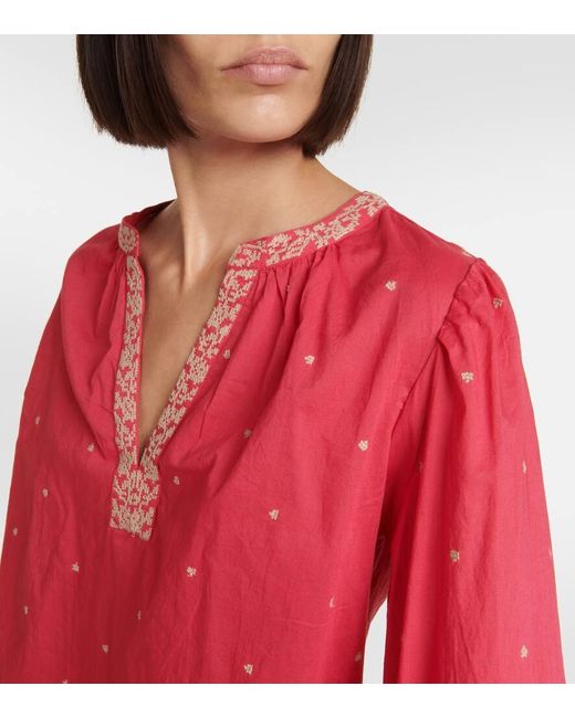 Velvet Pink Besticktes Top Ania Aus Baumwolle